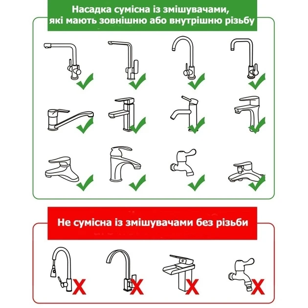 Аэратор для крана Faucet Splash Head с поворотом на 1080°/2 режима металл (1855075380) - фото 3