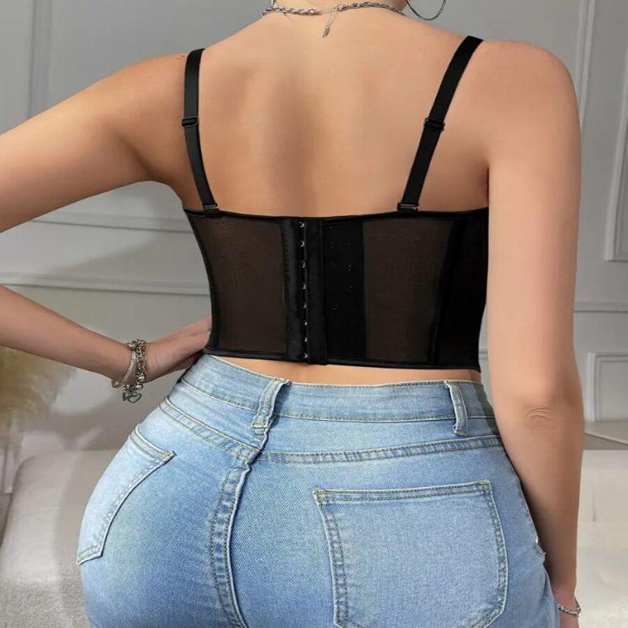 Корсет-топ женский с чашками бюстье на бретелях S Черный (28264507) - фото 7