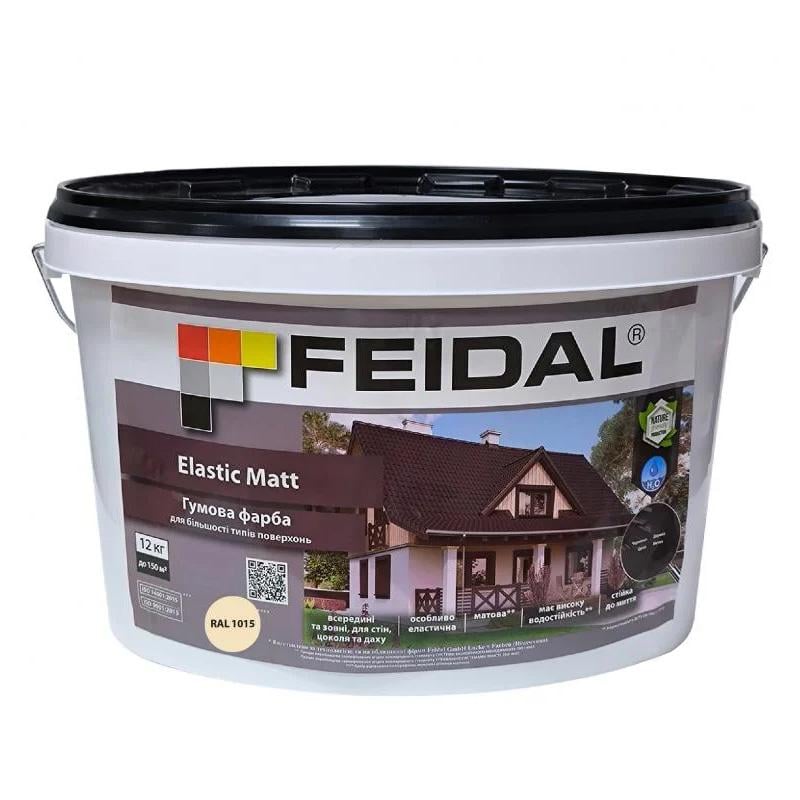Фарба гумова Feidal Elastic Matt для ідеального фасаду та внутрішніх робіт 12 кг RAL 1015 Бежевий - фото 1 Фарба гумова Feidal Elastic Matt для ідеального фасаду та внутрішніх робіт 12 кг RAL 1015 Бежевий - фото 1