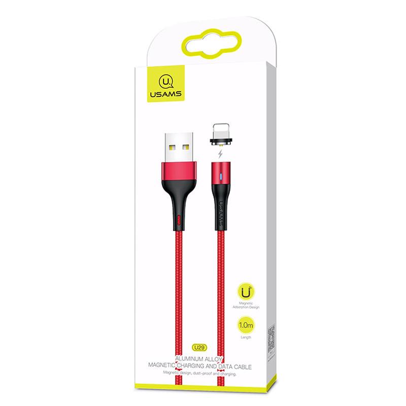 Кабель Дата Usams US-SJ333 U29 Magnetic USB to Lightning 1 м / Red (00000049225_1)