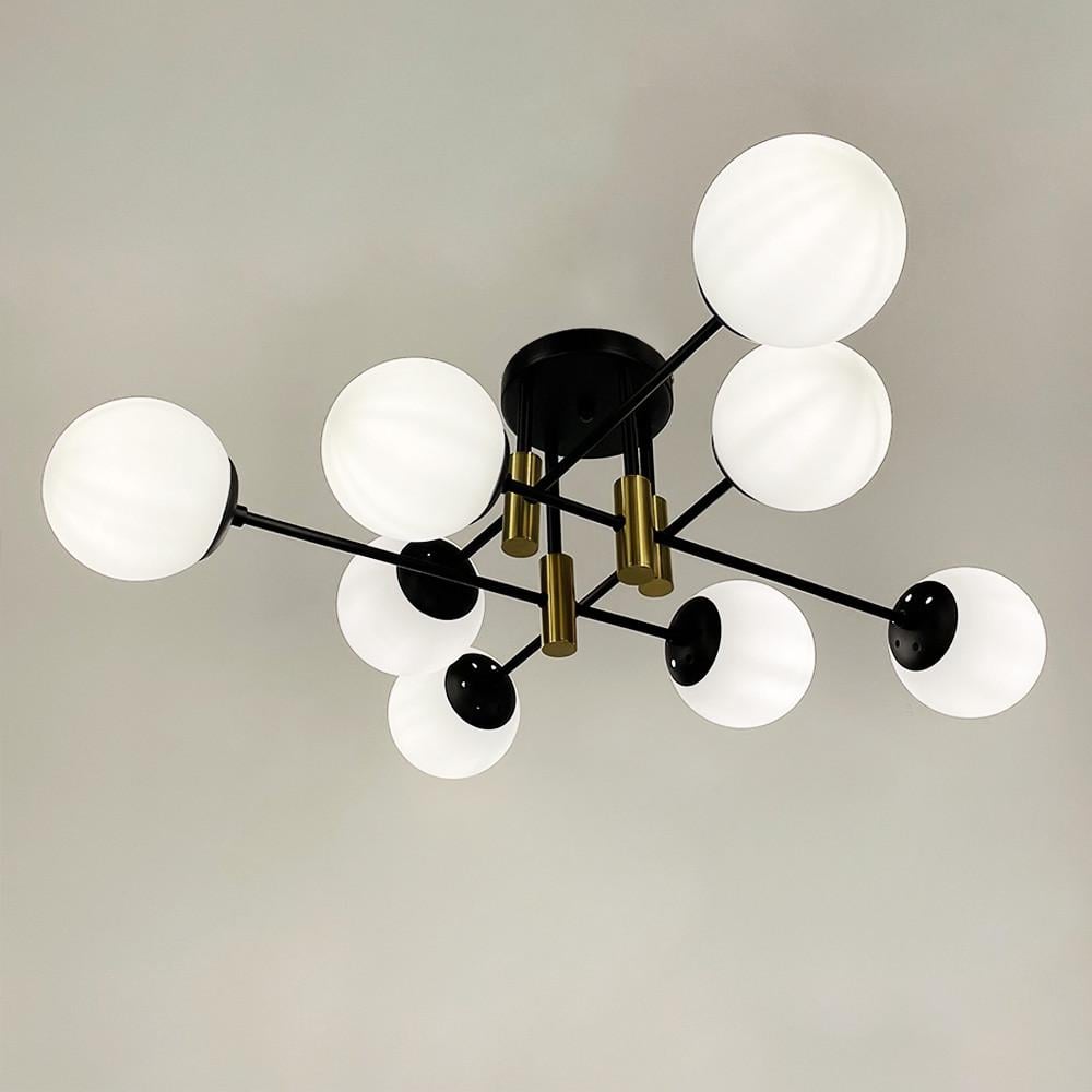 Люстра стельова на 8 білих плафонів із латунною фурнітурою Чорний (51797/8 TBS+BK+WT) - фото 3