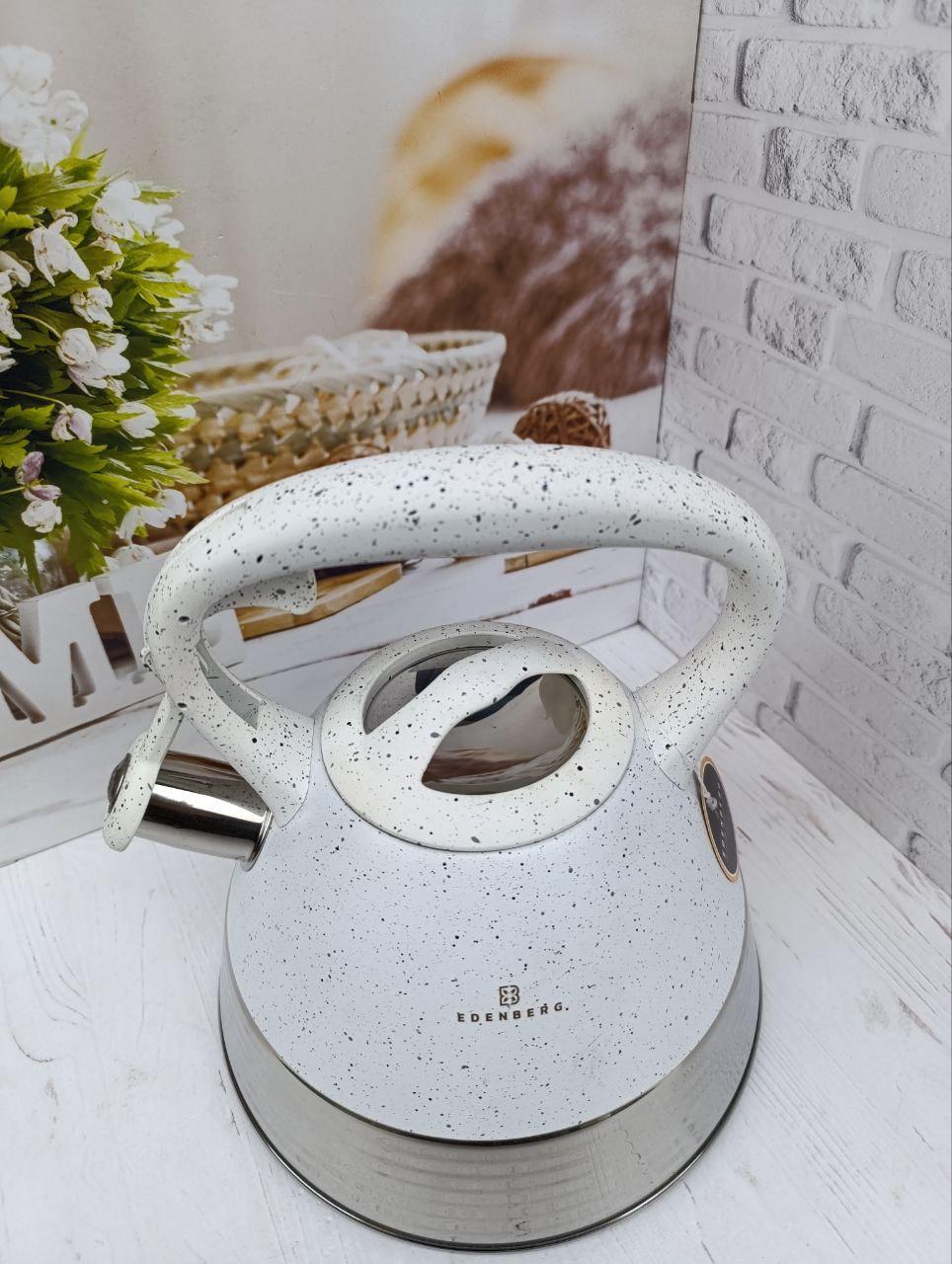 Чайник со свистком Edenberg EB-8827-W из нержавеющей стали 3 л Белый (EB-8827-W) - фото 3