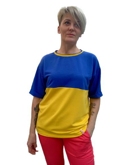 Футболка 2 ЛЬВА арт. Патриот 46 р. Сине-желтый