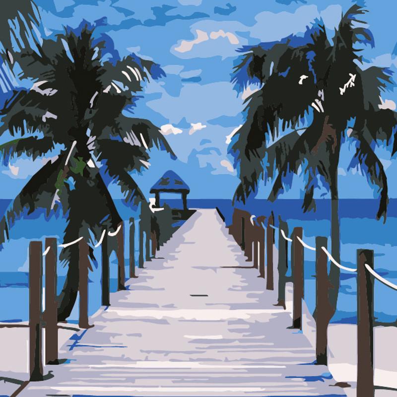 Картина по номерам Strateg Лестница к океану 20х20 см (HH5580)