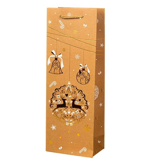 Новогодний пакет Christmas toys 13х8,5х36 см крафт (514736)