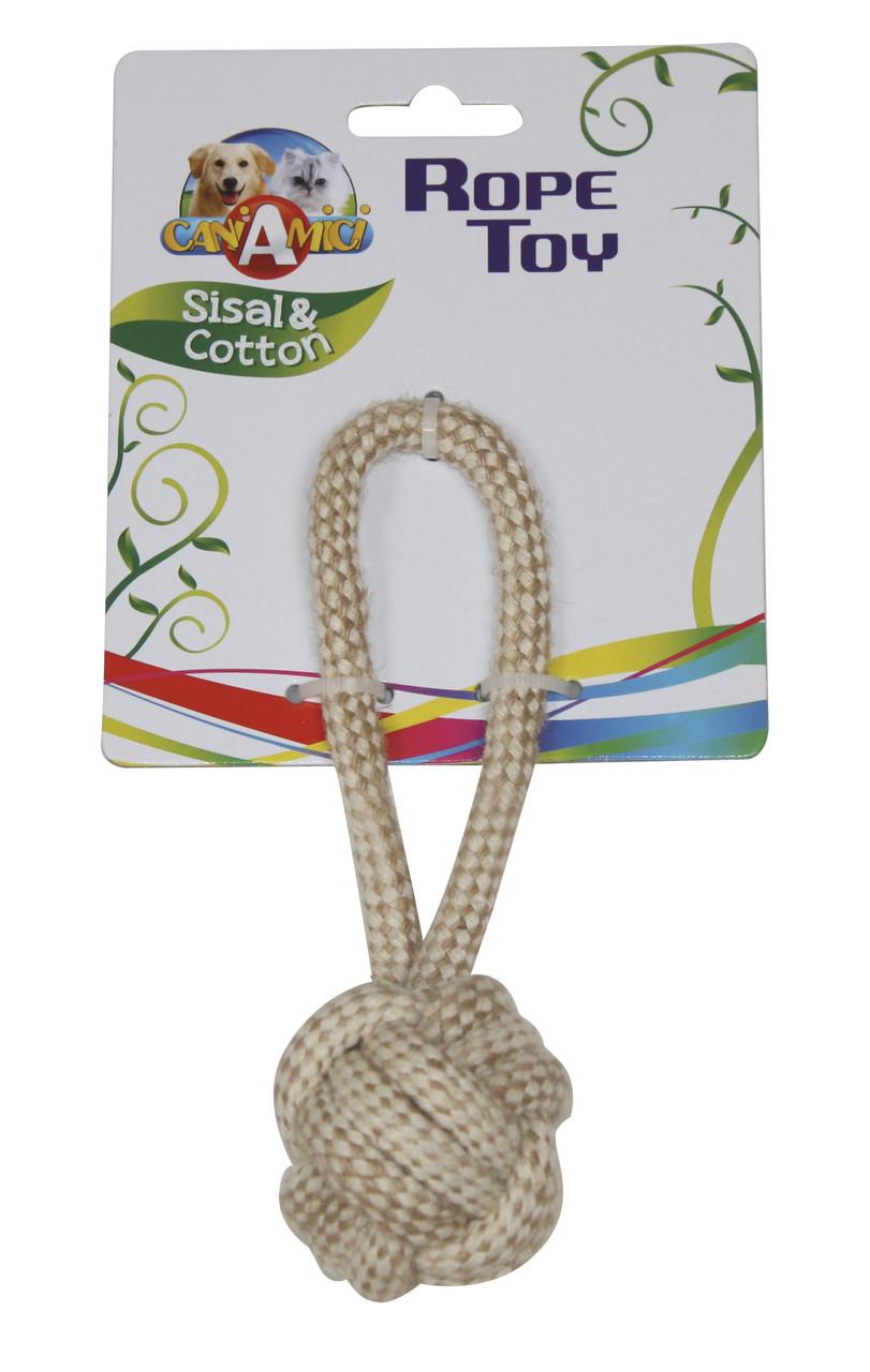 Игрушка для собак Croci ECO мяч канатный с ручкой 7,5х21 см (1199892539)
