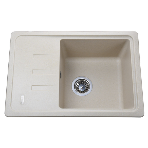 Гранитная мойка Globus Lux Mono 620х435 мм Слоновая кость