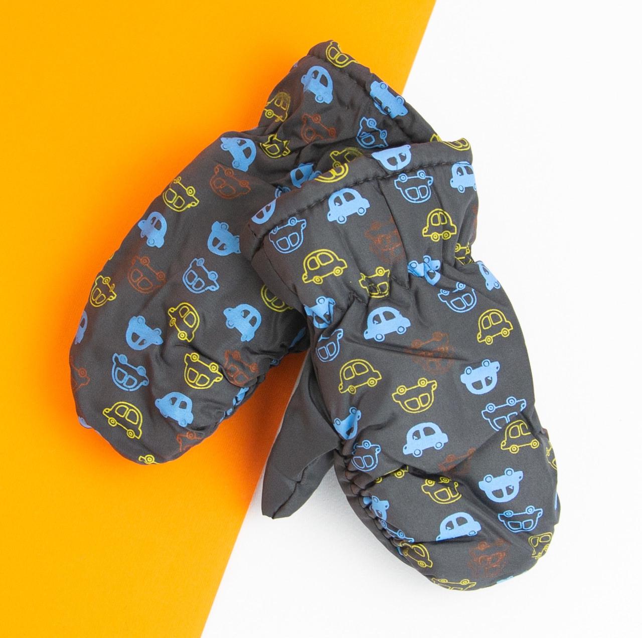 Варежки болоневые лыжные для мальчиков и девочек на 3 - 4 - 5 лет Темно-серый (20-12-22)