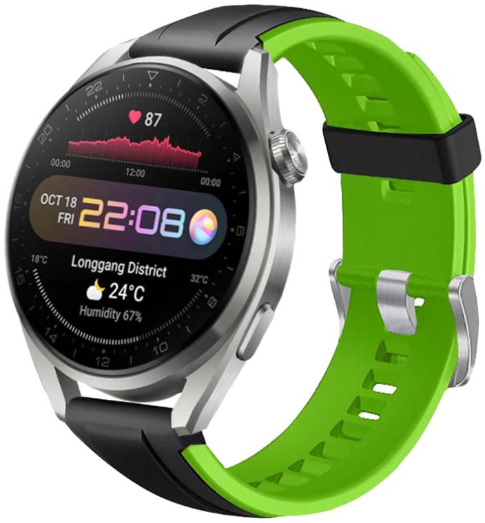 Ремешок Coholl для Huawei Watch 3 Pro 22 мм Black Green (22561-4A)