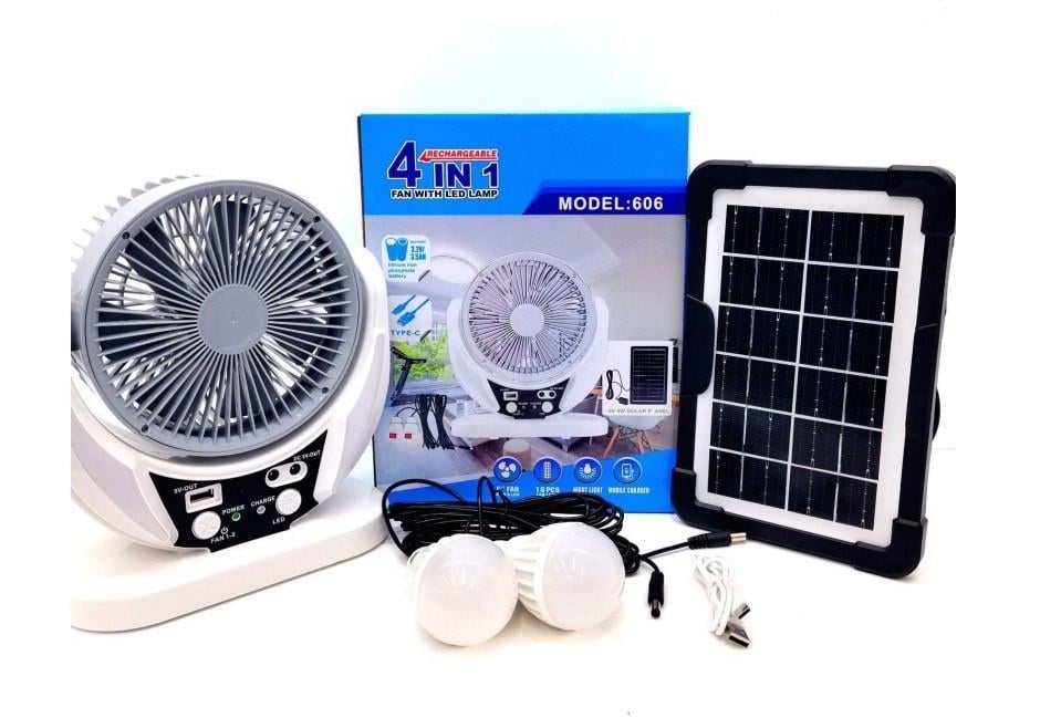 Вентилятор настільний FAN 606 4в1 із сонячною панеллю