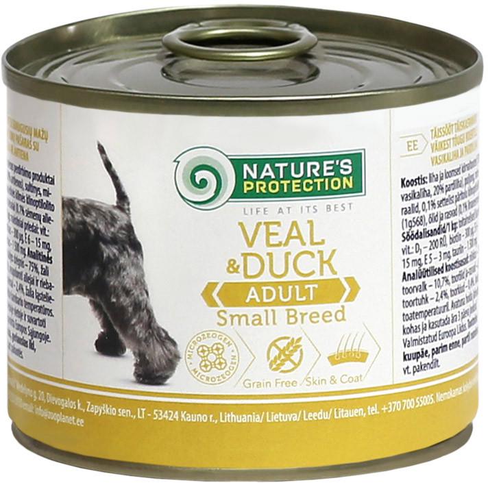 Корм влажный Nature's Protection small breed Veal&Duck для собак малых пород 200 г (9712512)