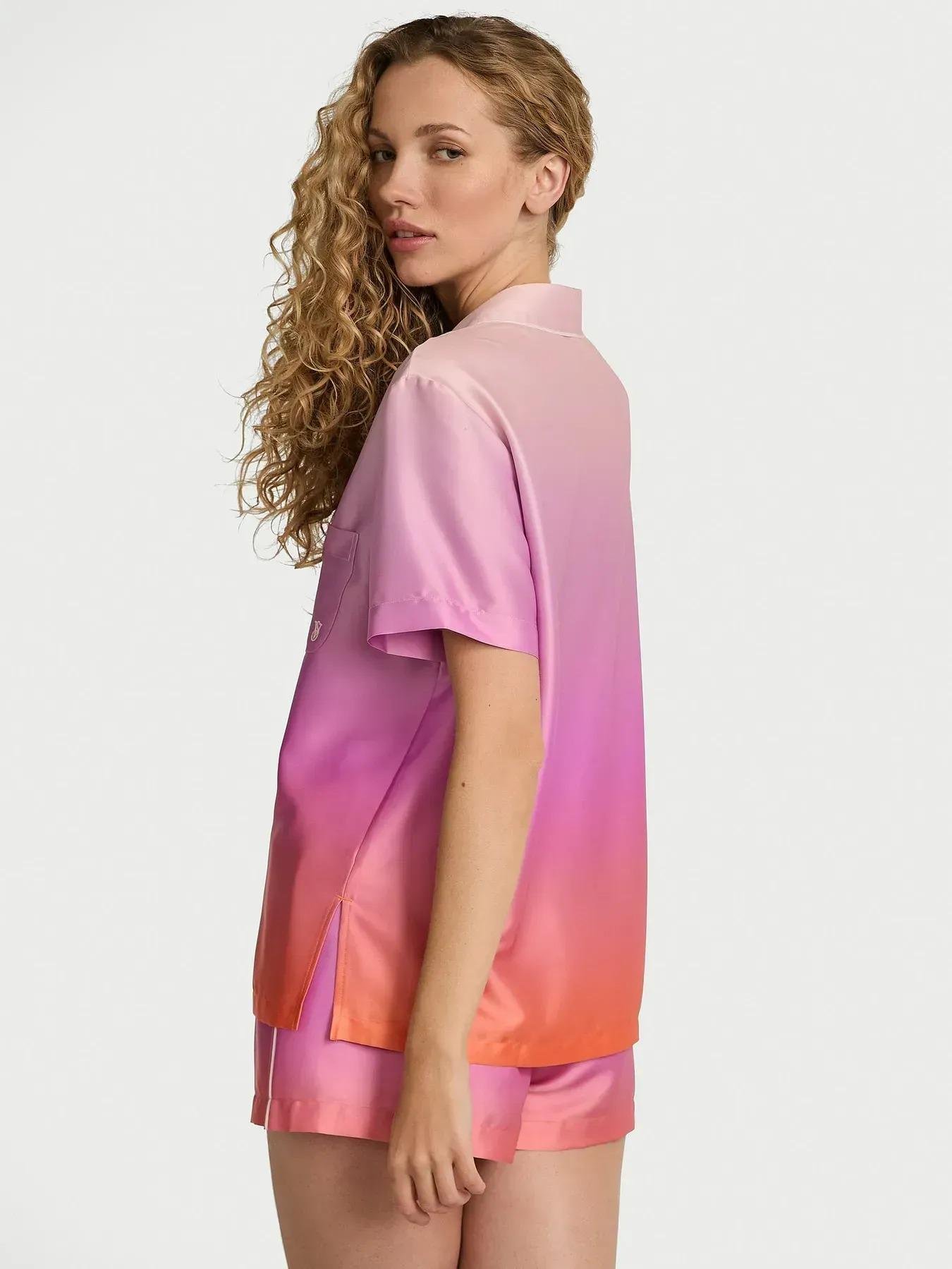 Піжама сатинова сорочка/шорти Victoria's Secret Glazed Satin Ombré Short Pajama Set L Різнокольоровиий (2681251D) - фото 2 Піжама сатинова сорочка/шорти Victoria's Secret Glazed Satin Ombré Short Pajama Set L Різнокольоровиий (2681251D) - фото 2
