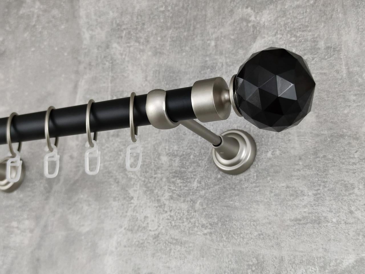 Карниз MStyle металлический для штор однорядный Неро 25 мм гладкий 300 см Сатин/Черный (5020267)