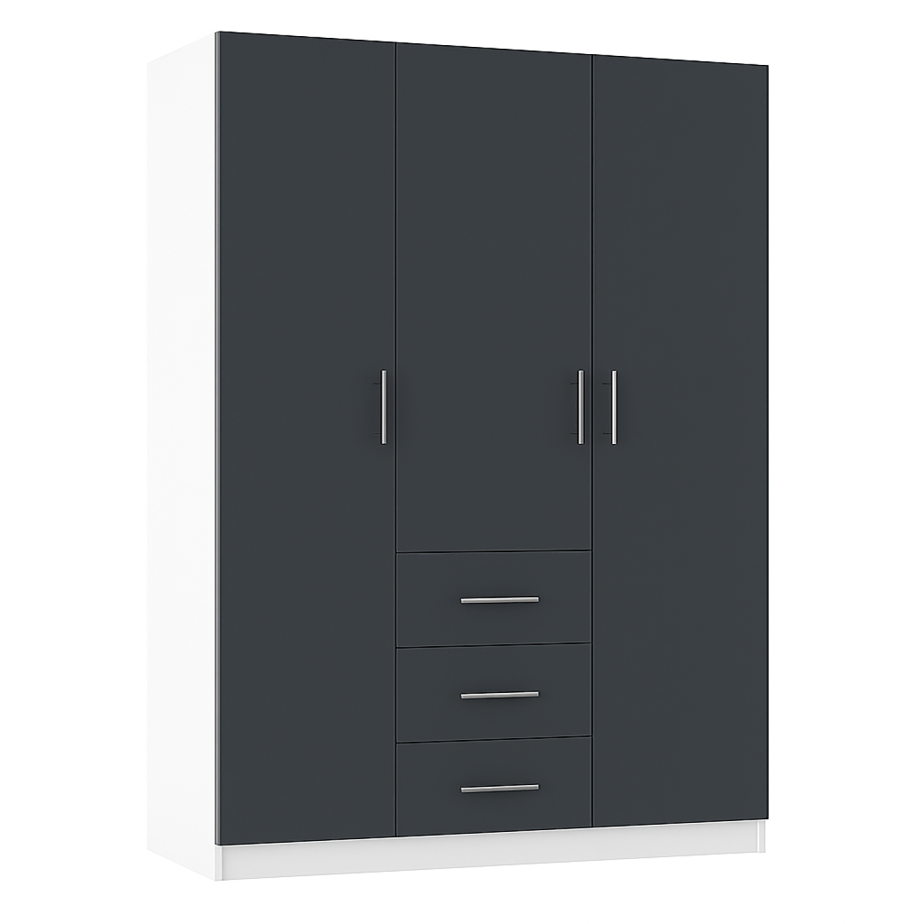 Шафа розпашна SENAM ШР7 2400х1400х450 мм корпус ДСП Білий/фасад ДСП Антрацит (ШР7.24.45.14.4) - фото 3 Шафа розпашна SENAM ШР7 2400х1400х450 мм корпус ДСП Білий/фасад ДСП Антрацит (ШР7.24.45.14.4) - фото 3