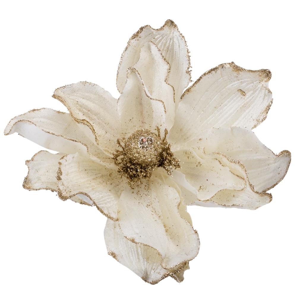 Цветок новогодний декоративный Вдохновение 45 см 3 шт. Кремовый (9171-033)