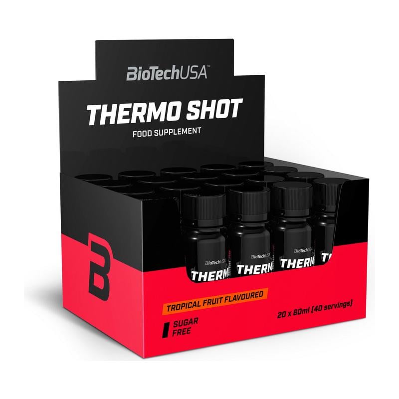 Жиросжигатель с кофеином и L-карнитином BioTech Thermo Shot 20 шт по 60 мл Тропические фрукты