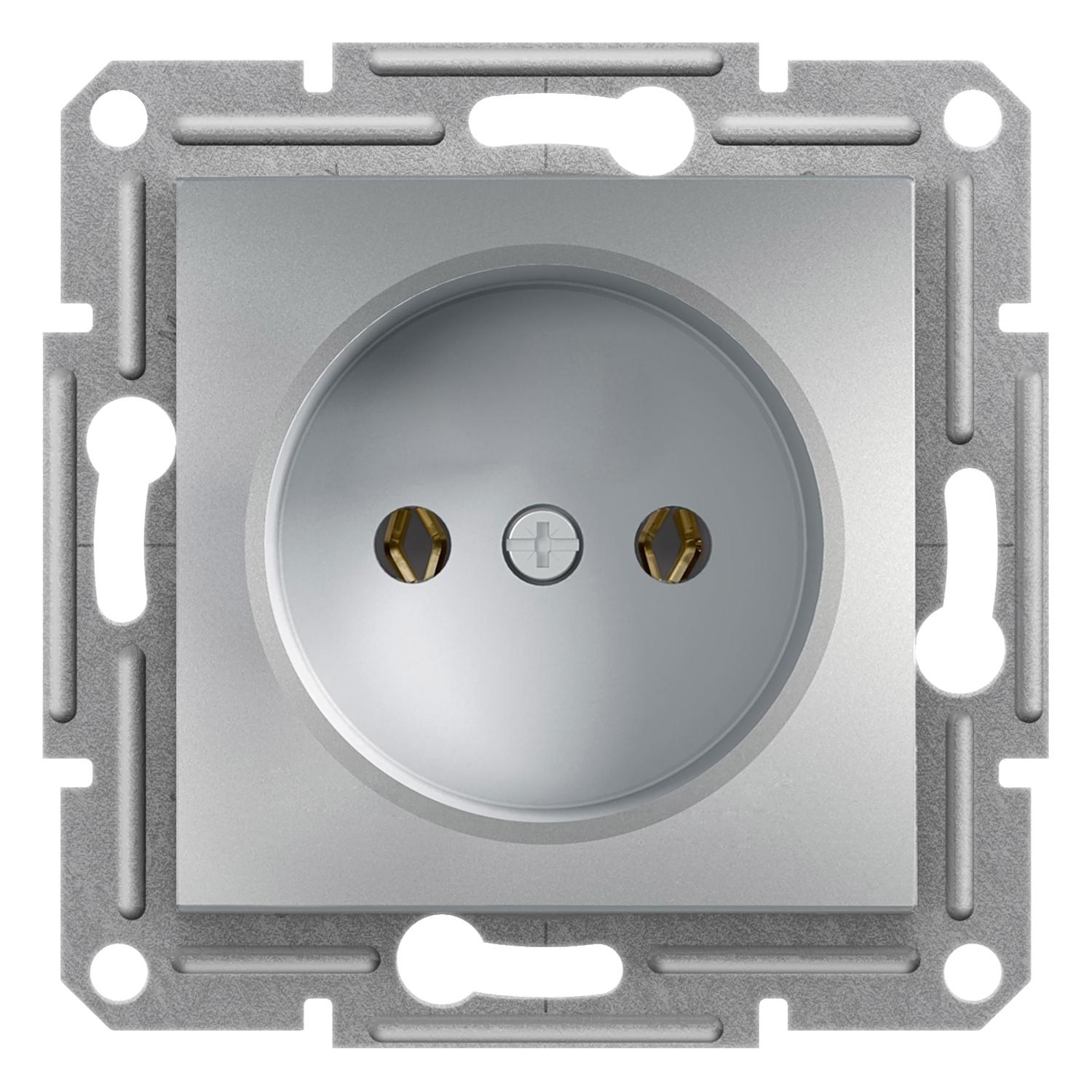 Розетка Schneider Electric Asfora без заземления Алюминий (EPH3000161)