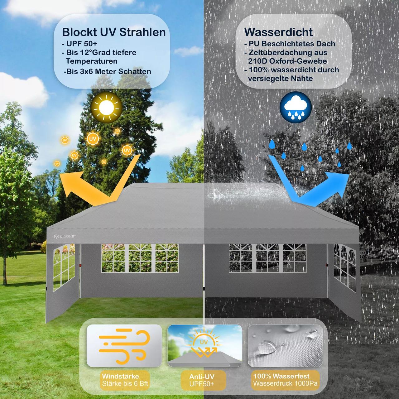 Павільйон садовий KESSER 6x3 м UV50+ Світло-сірий - фото 4 Павільйон садовий KESSER 6x3 м UV50+ Світло-сірий - фото 4
