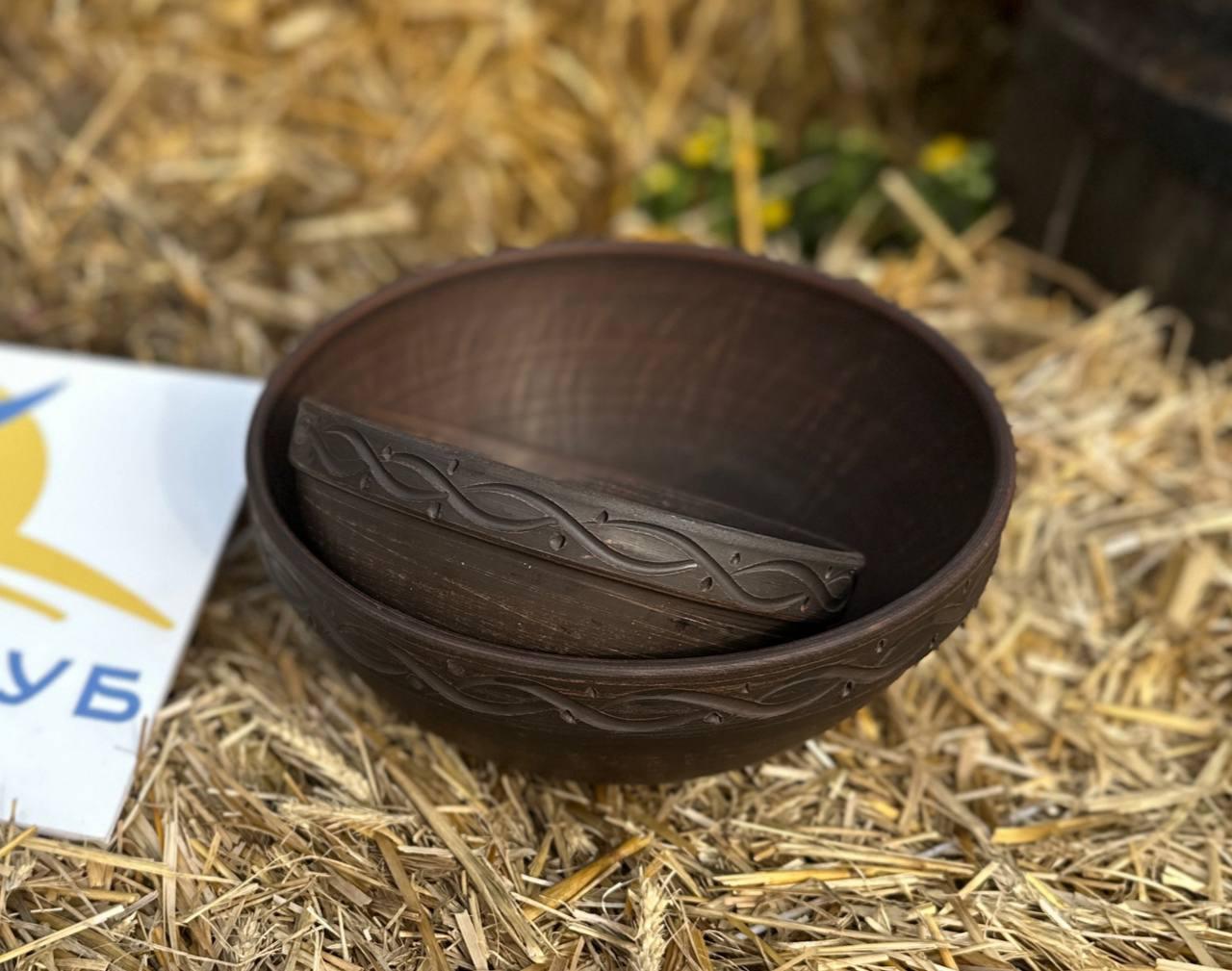 Набор двух салатников из красной глины 2 л и 800 мл (2371839688)