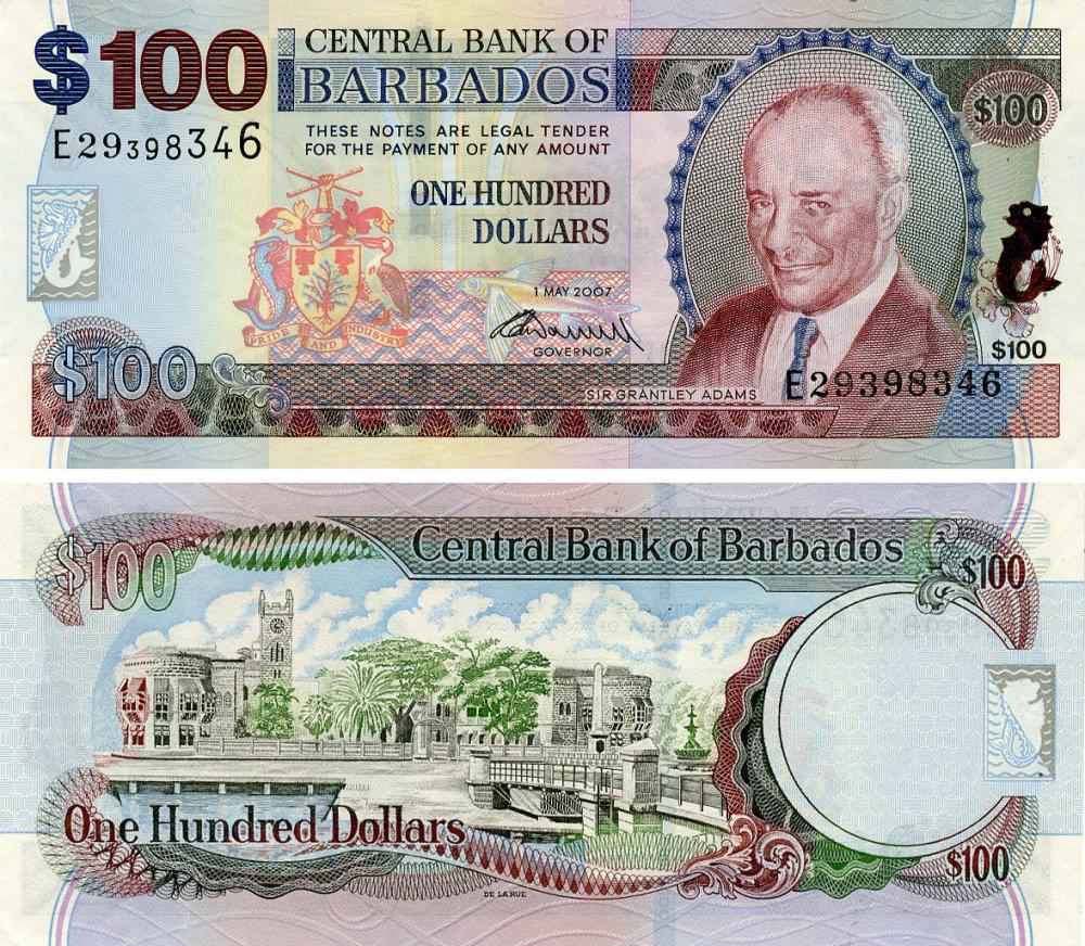 Банкнота колекційна Барбадос 100 доларів 2007 UNC (P71)