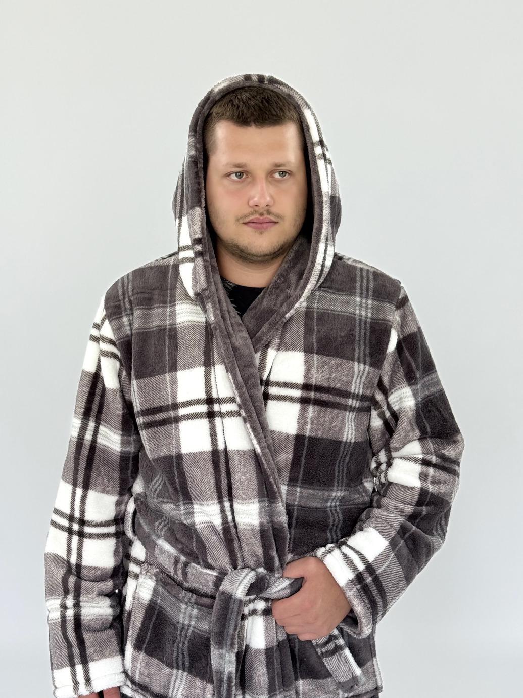 Халат чоловічий UT Store L у клітину Світло-сірий (HTM01) - фото 3 Халат чоловічий UT Store L у клітину Світло-сірий (HTM01) - фото 3