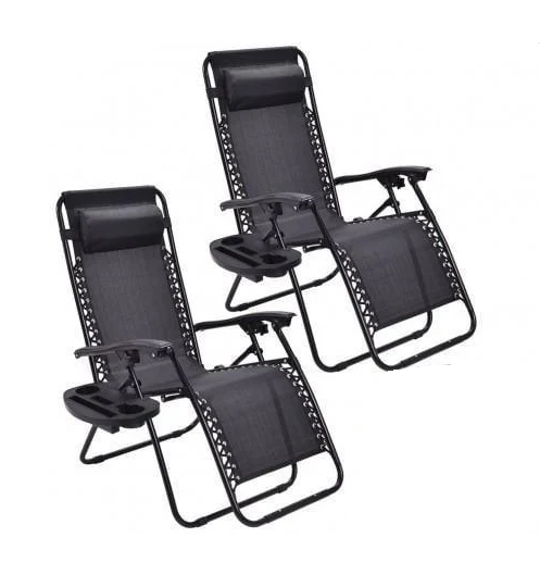 Комплект шезлонгів GardenLine Relax Black до 130 кг 2 шт. (2944979867)