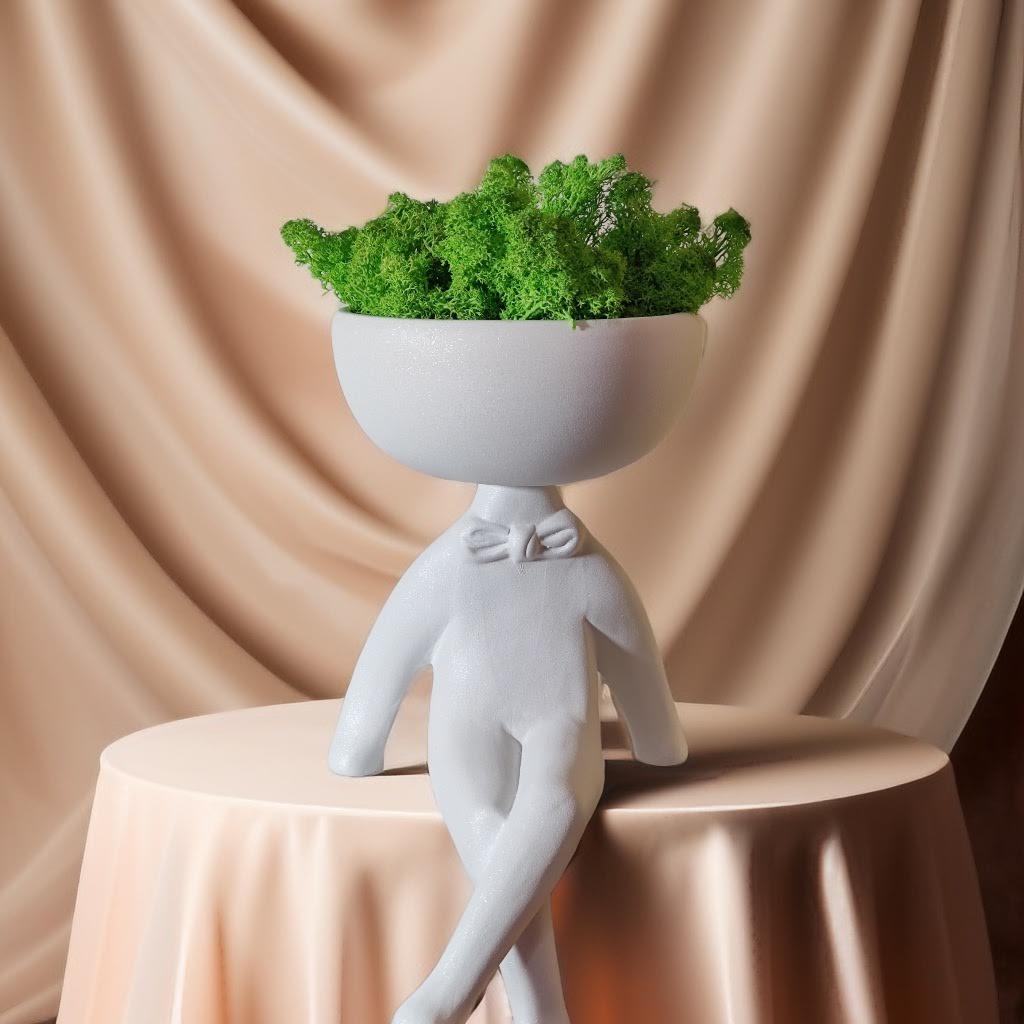 Кашпо-вазон KeramaTato Франт порошковое покрытие с мхом 27х15 см 0,7 л Белый (ФБ27-15) - фото 3 Кашпо-вазон KeramaTato Франт порошковое покрытие с мхом 27х15 см 0,7 л Белый (ФБ27-15) - фото 3