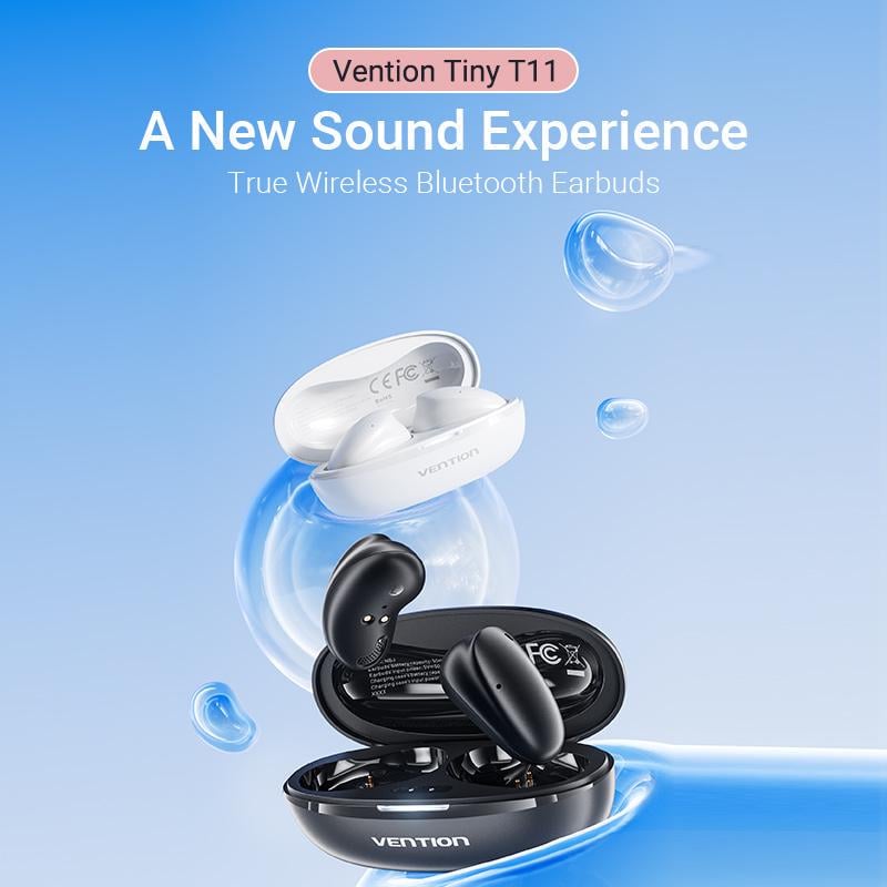 Навушники бездротові Vention Tiny T11 Bluetooth 5.3 з AI-шумозаглушенням TWS 13 мм 25 год відтверення AAC/SBC Hi-Fi Чорний (NBJB0) - фото 2 Навушники бездротові Vention Tiny T11 Bluetooth 5.3 з AI-шумозаглушенням TWS 13 мм 25 год відтверення AAC/SBC Hi-Fi Чорний (NBJB0) - фото 2