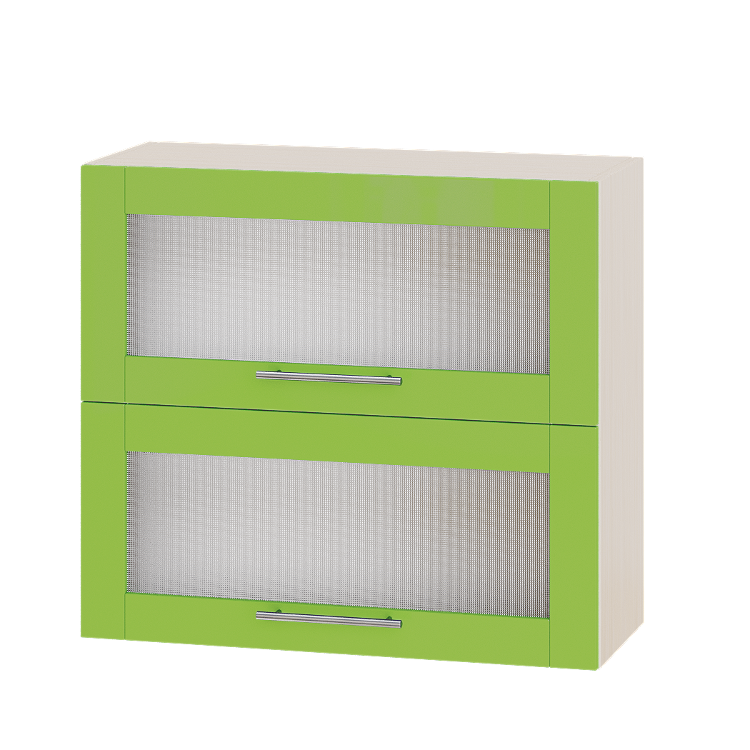 Шкаф верхний Эверест Модерн модуль Верх витрина ВВ14-800 80х30х72 см Яблоко глянец/Дуб Молочный (05027)