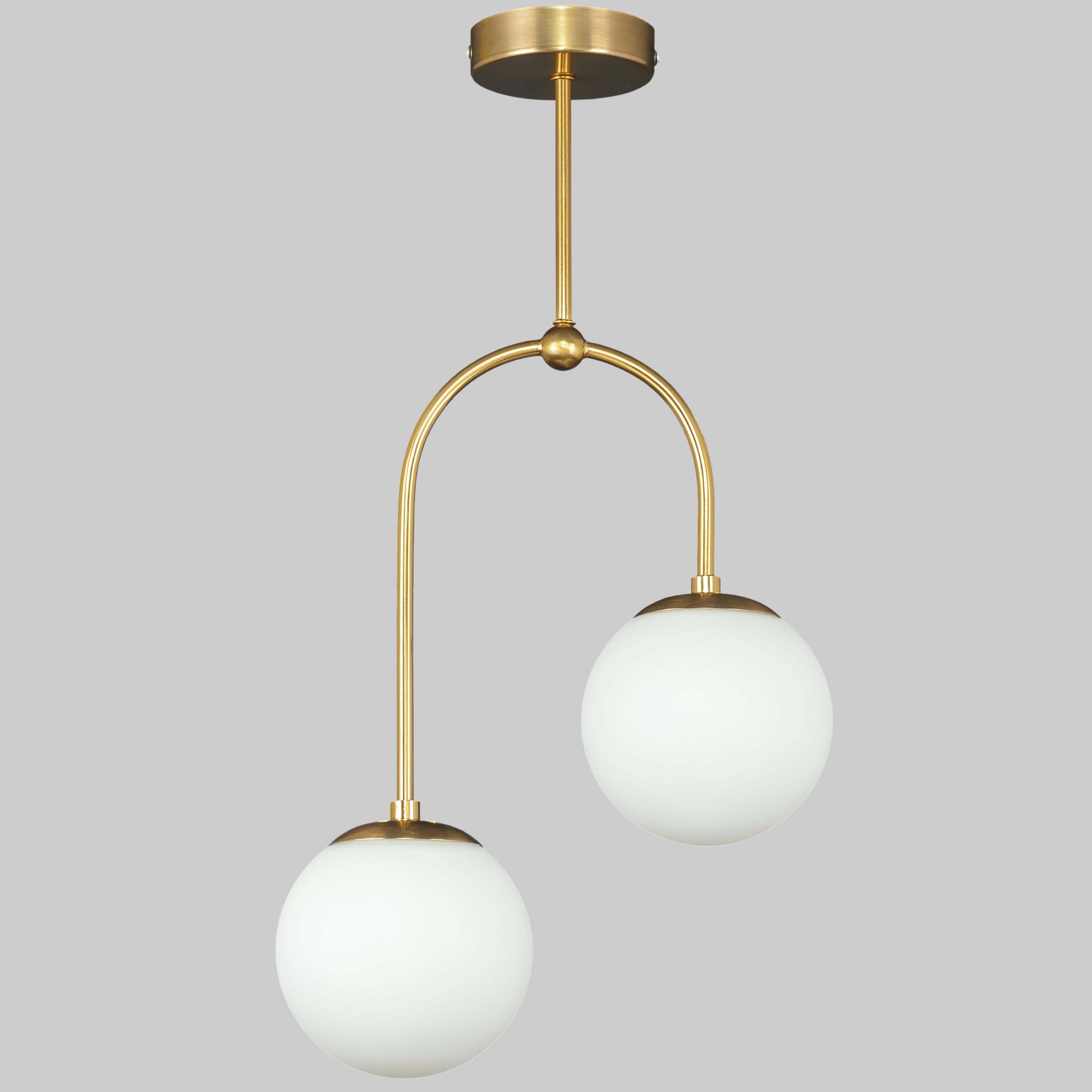 Люстра потолочная с двумя белыми плафонами (52-9826-2 BRZ+WH)