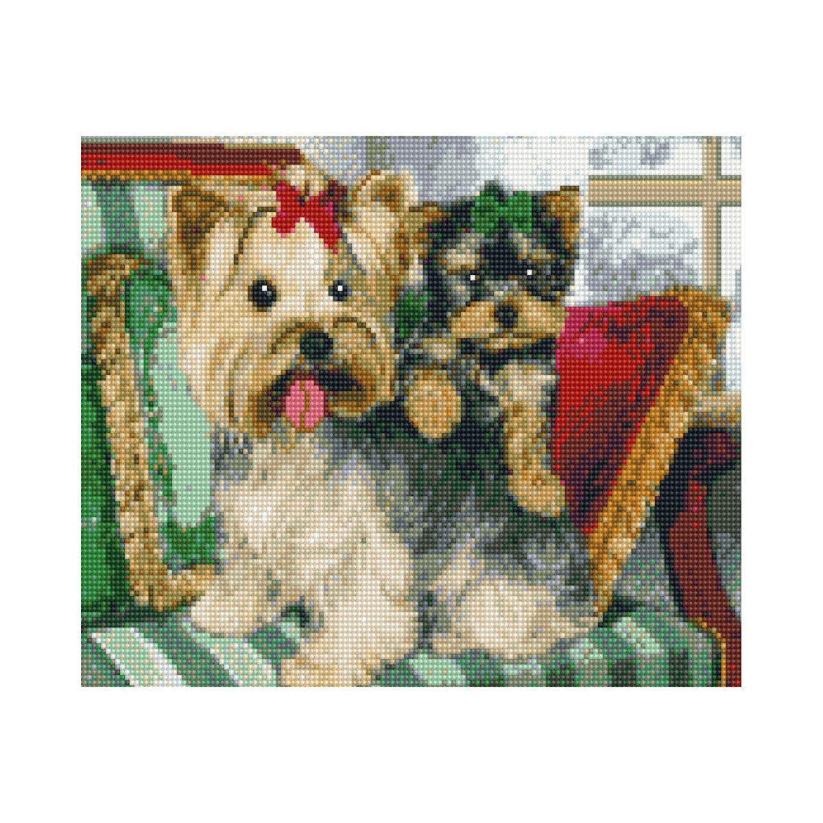 Алмазная мозаика Strateg Собачки с бантиками 30х40 см (Str-HX032)