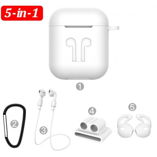 Чехол силиконовый 5 в 1 DS Case для Apple AirPods/AirPods 2 White (3435832331) - фото 3