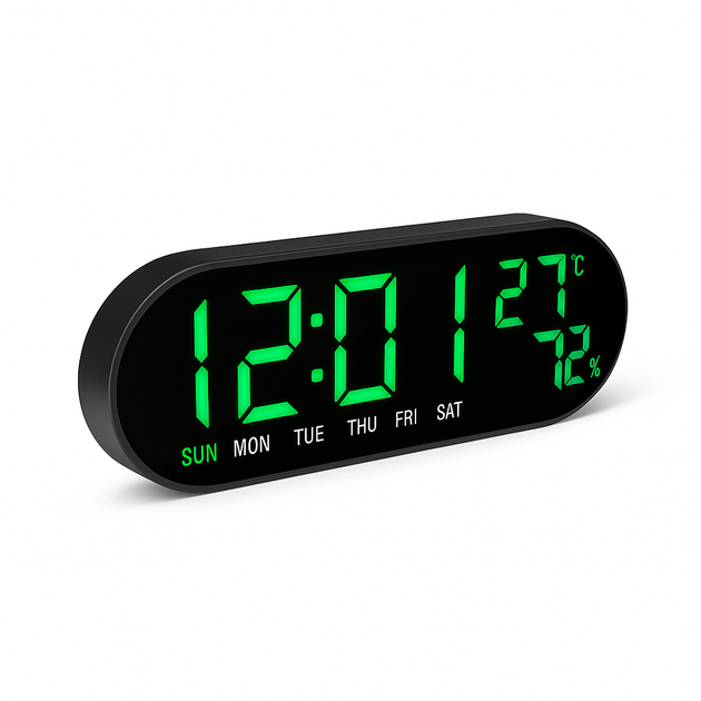 Часы настольные электронные VST 913Y-4 LED 12/24 USB Зеленый (31576651)