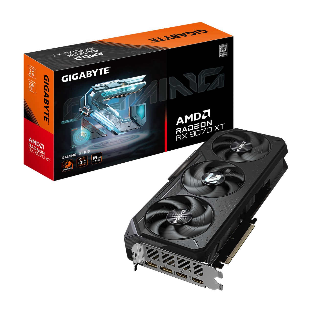 Видеокарта AMD Radeon RX 9070 XT 16GB GDDR6 Gaming OC Gigabyte (GV-R9070XTGAMING OC-16GD) Видеокарта AMD Radeon RX 9070 XT 16GB GDDR6 Gaming OC Gigabyte (GV-R9070XTGAMING OC-16GD)