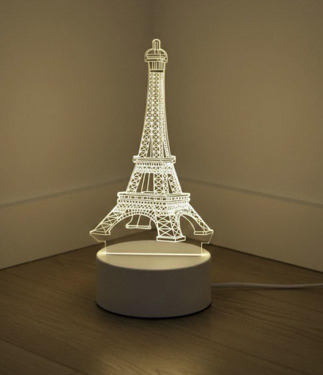 Ночник 3D Эйфелева башня LED теплый Белый (Creative3D Башня)