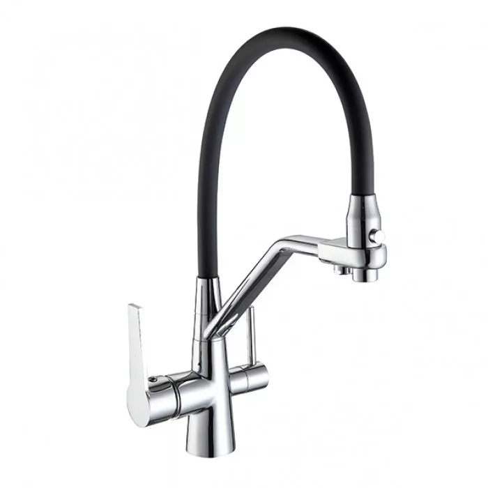 Змішувач для кухні Frap F4374-1 на 2 води Хром/Чорний Змішувач для кухні Frap F4374-1 на 2 води Хром/Чорний