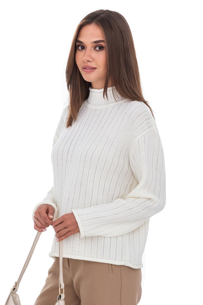 Джемпер с воротником-стойкой  SVTR р. 50-52 Молочный (557) - фото 5