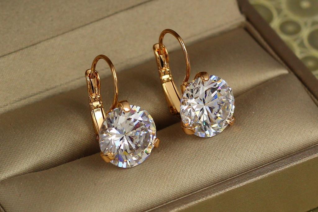 Серьги Xuping Jewelry акапелла с камнем 2,1 см Золотистый (2576545258)