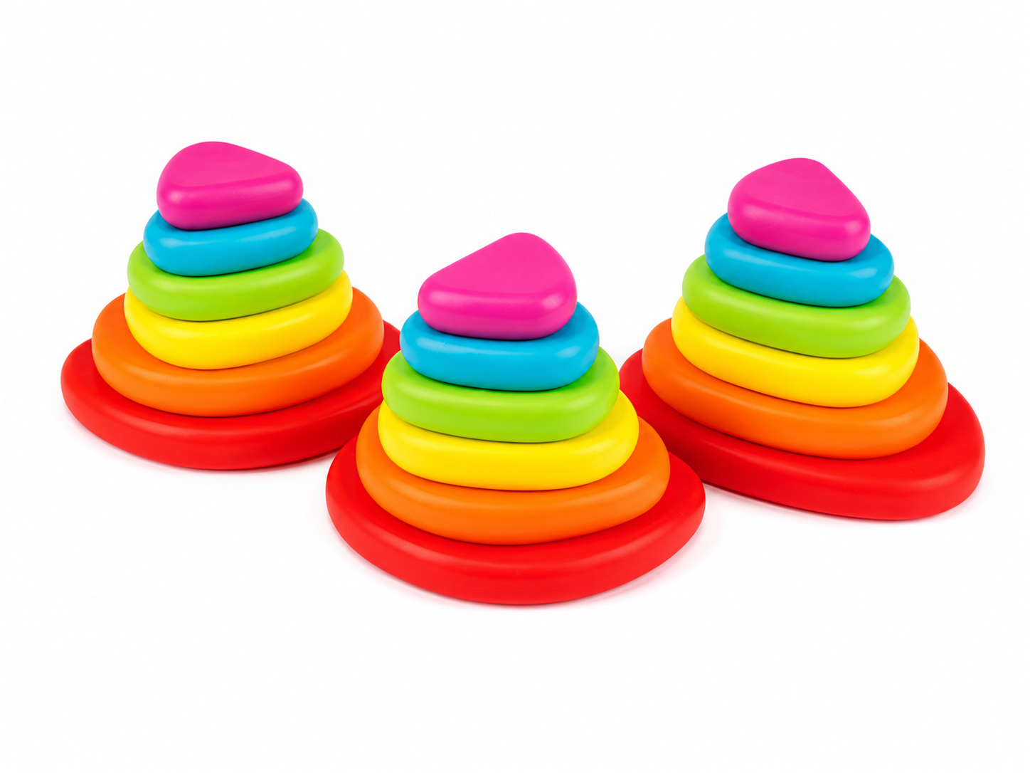 Пірамідка для малюків дерев'яна Montessori Playtive Rainbow Stacking Stones 18 елементів (300536)