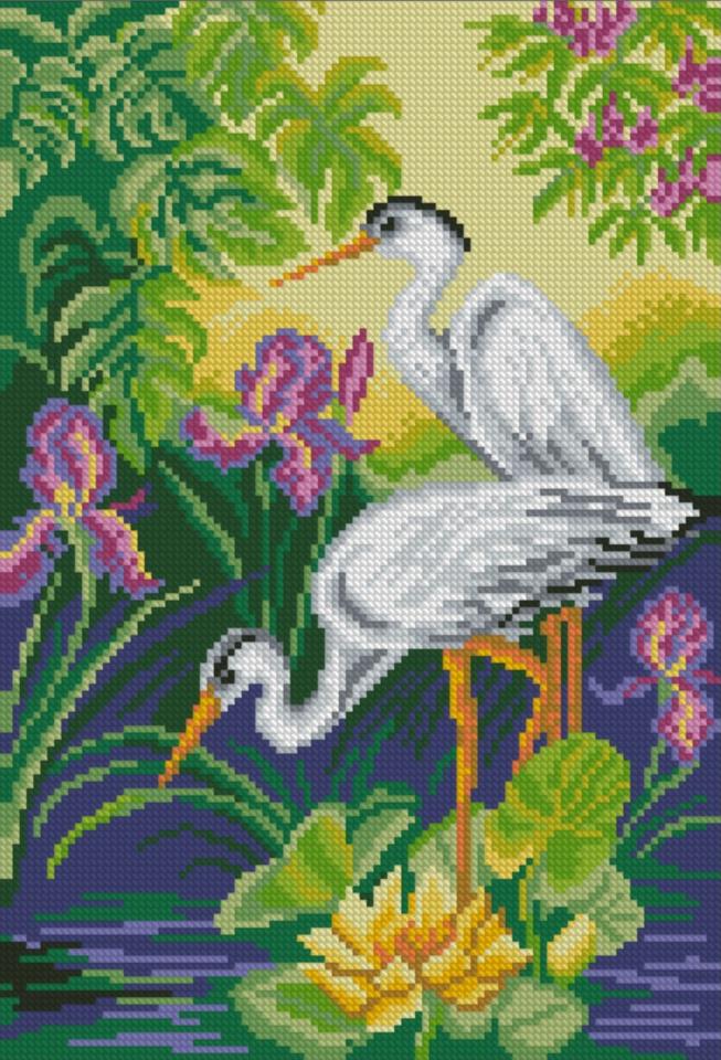 Алмазная мозаика Цапли у реки 26x38 см (27379)