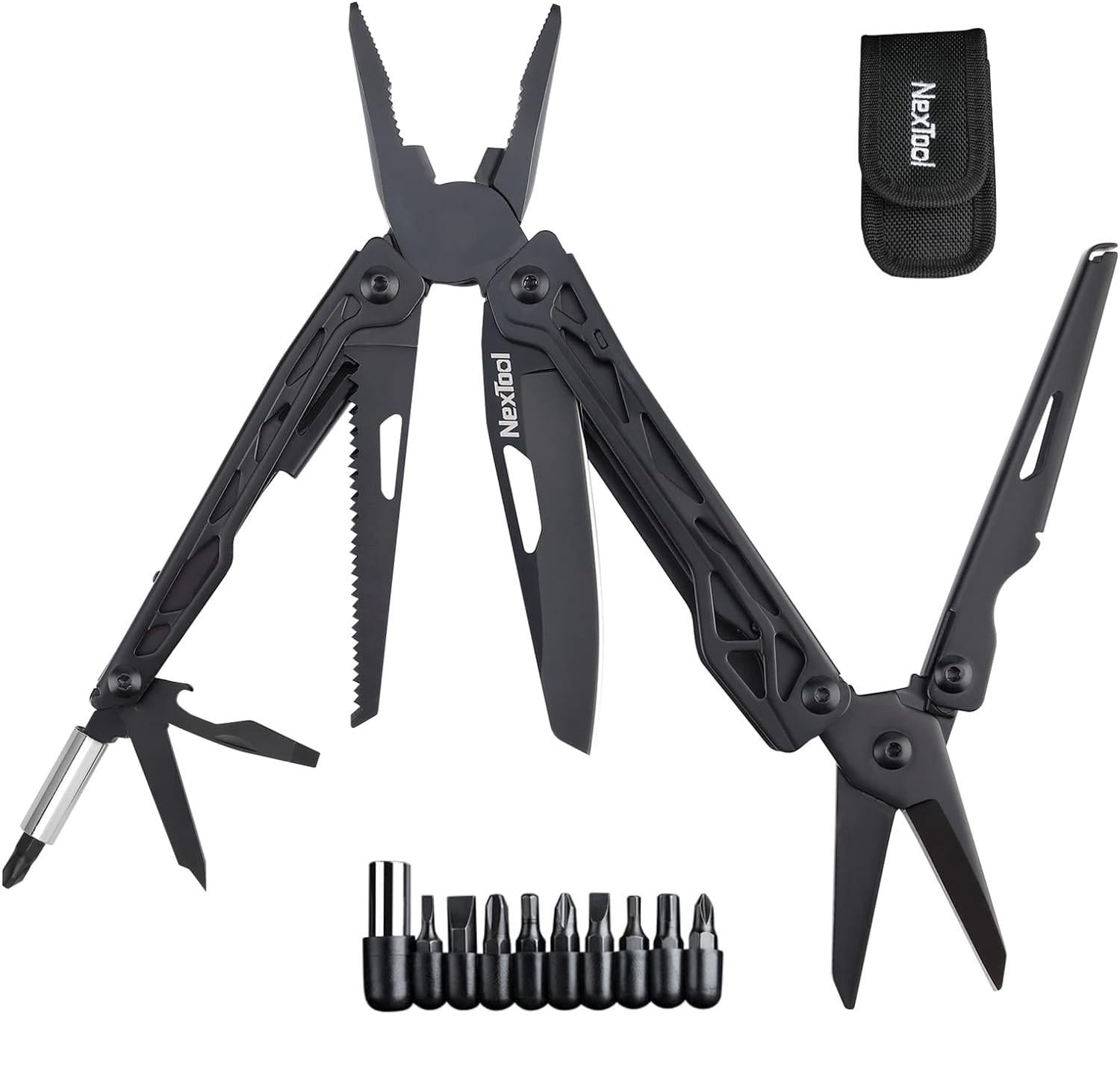 Мультитул NexTool Black Knight NE20245 11в1 с комплектом бит и нейлоновым чехлом Black (000927)