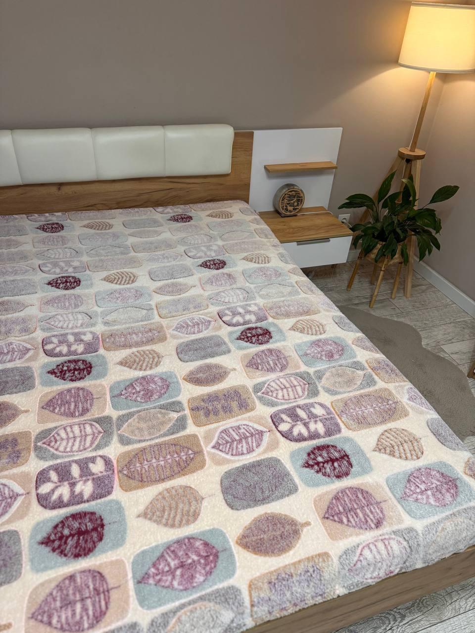 Плед-покрывало плюшевого микрофибра 200x230 см Бежевый (П4К-Al-snizhok-006)