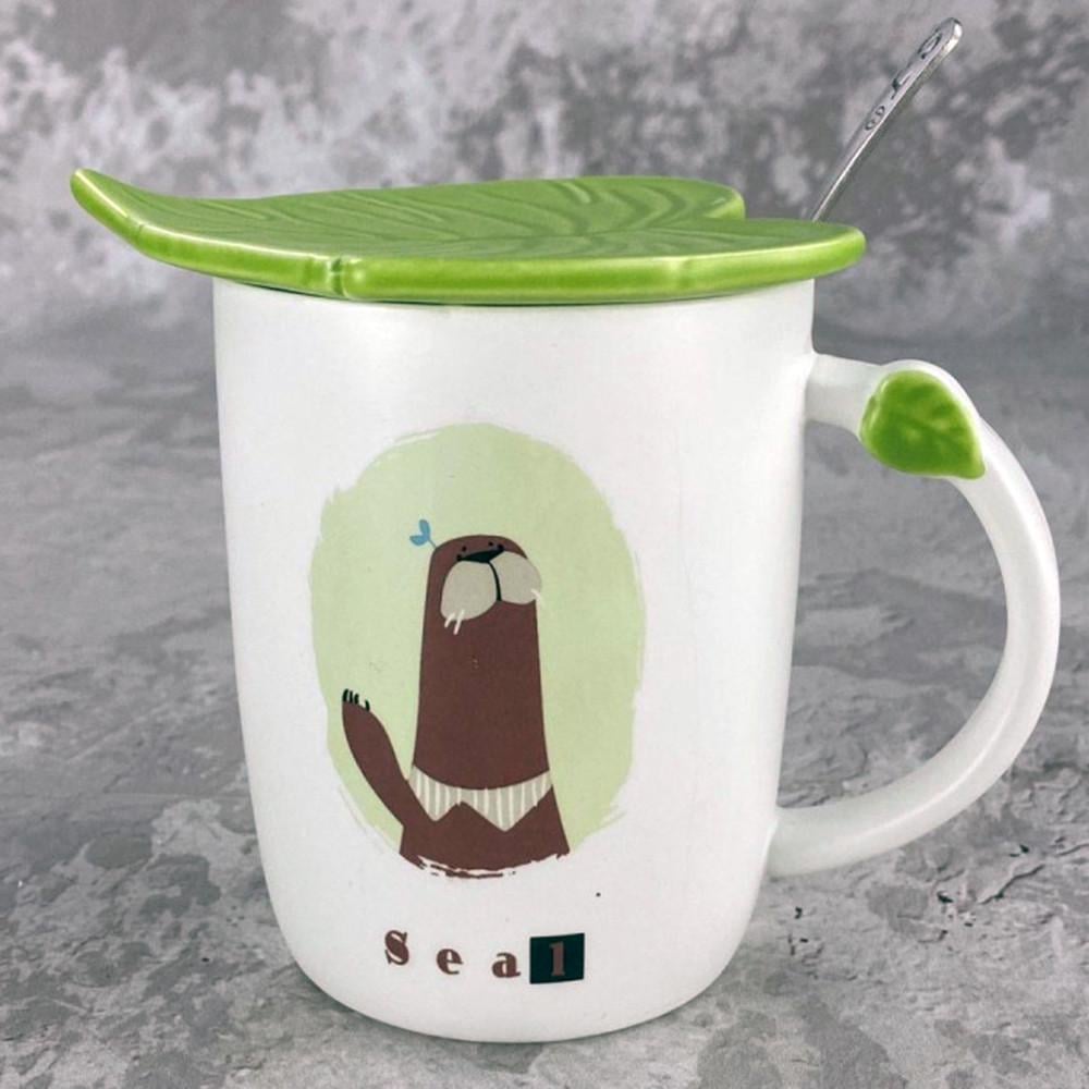 Кружка Зеленый лист/Тюлень с крышкой и ложкой 350 мл (21-тюлень-O8030-57) - фото 10 Кружка Зеленый лист/Тюлень с крышкой и ложкой 350 мл (21-тюлень-O8030-57) - фото 10
