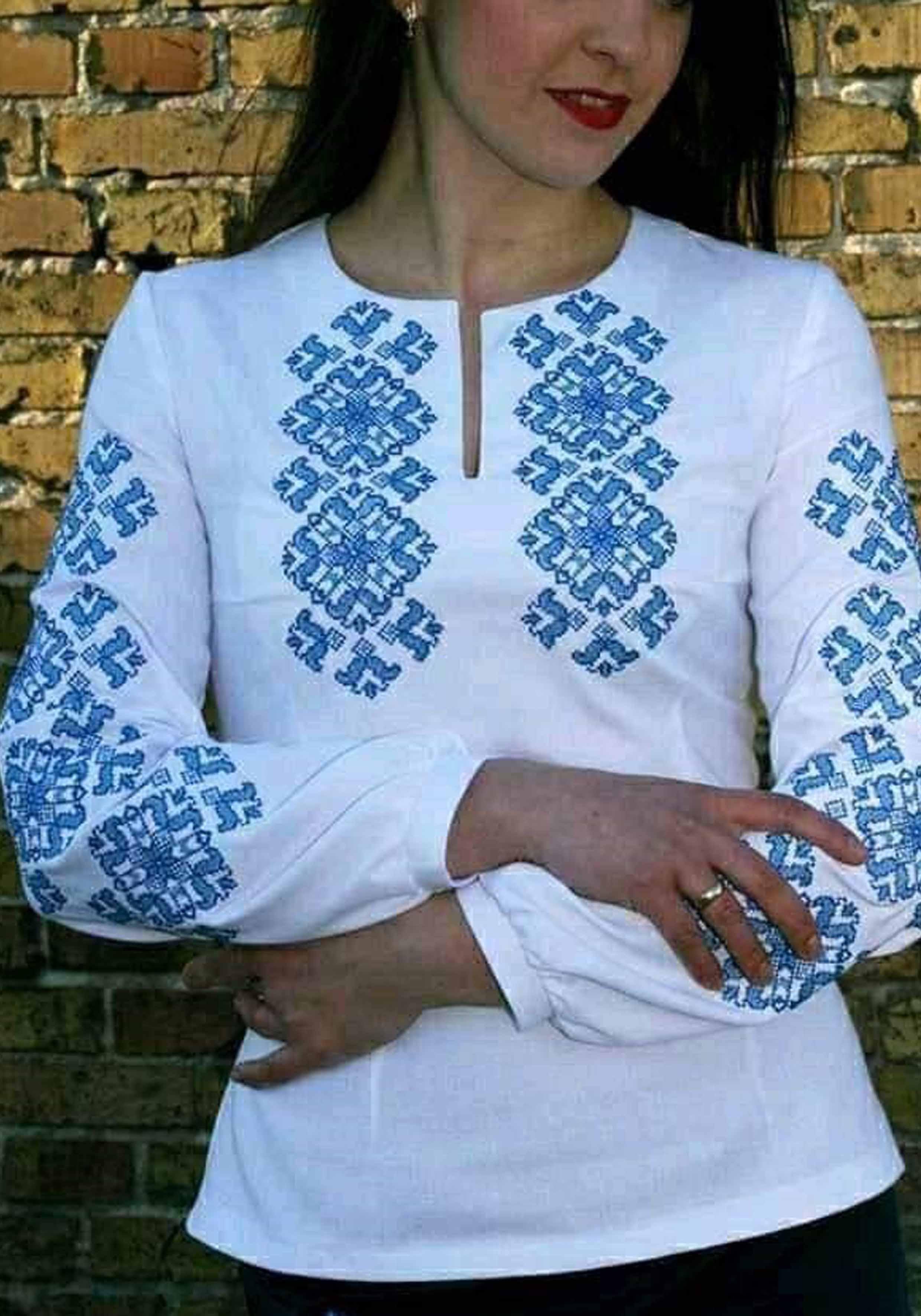 Заготовка для вышивки нитями или бисером рубашка СЖ-418 домотканое полотно