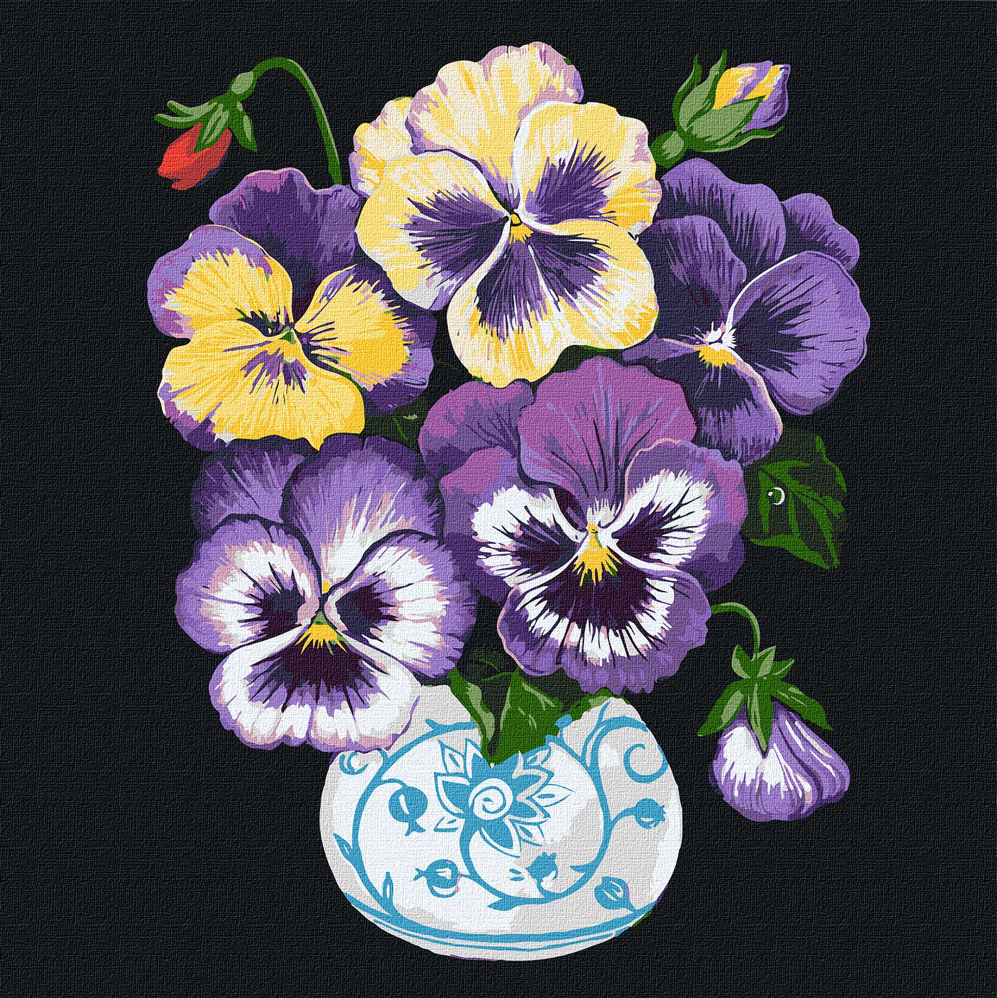 Картина по номерам Идейка Анютины глазки 40x40 см (Id-KHO3218)