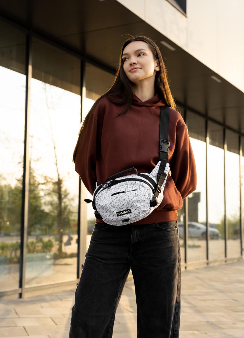 Сумка-бананка женская через плечо Sambag Flex Pro принт Square 30×17×15 см (85451150)