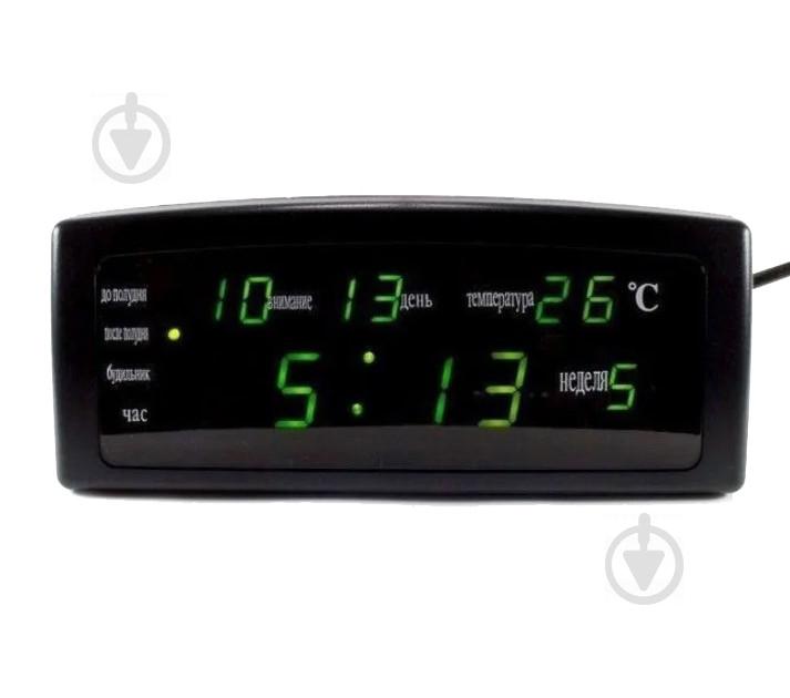 LED часы настольные Caixing CX-868 с зеленой подсветкой Черные