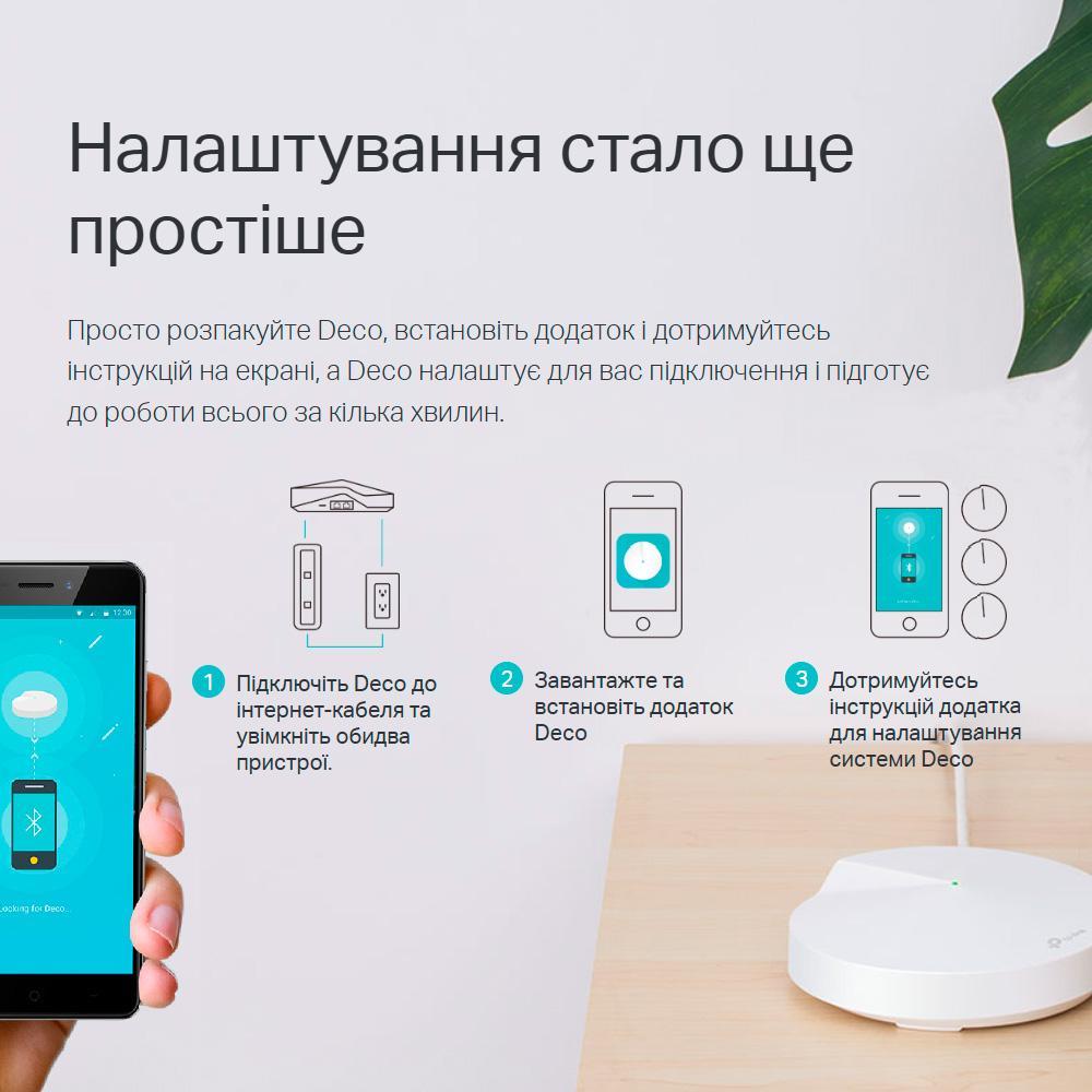 Wi-Fi система домашняя TP-Link Mesh AC1300 модуль Deco M5 2в1 роутер и точка доступа 2-pack White (150240) - фото 4