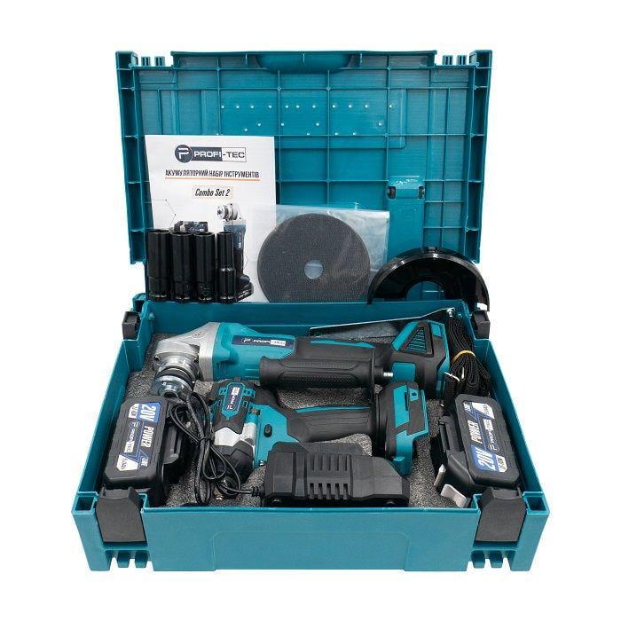 Аккумуляторный набор из 2х инструментов PROFI-TEC 20V POWERLine Combo Set 2/1 КШМ DGA20BL/гайковерт DTW500BL (006264) - фото 8