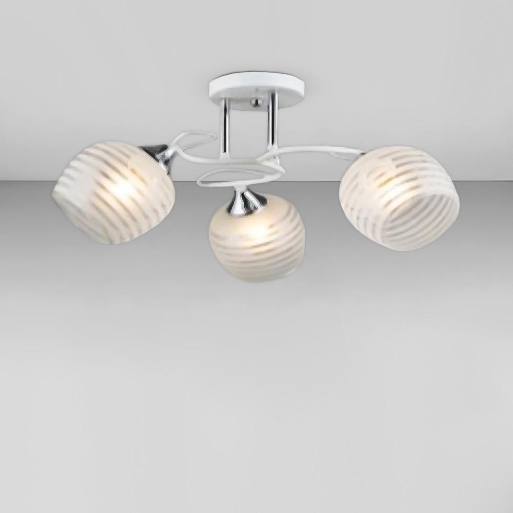 Люстра стельова Light House SRS-18941/3 в смужку Білий/Хром/Білий